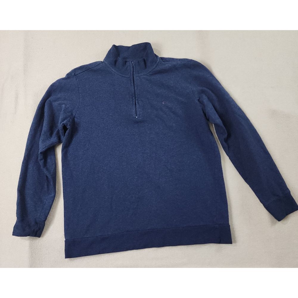 Criquet Pullover Men Size Large Blue 1/4 Zip Sweater Golf Cotton EUC